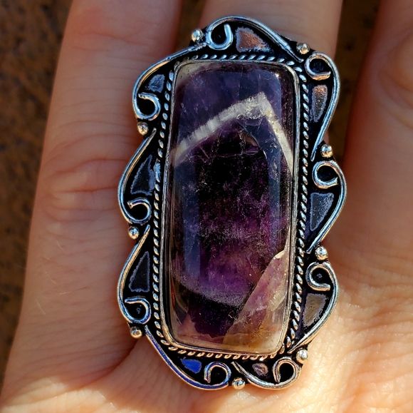 New Chevron Amethyst 925 Silver Ring. - Picture 5 of 13